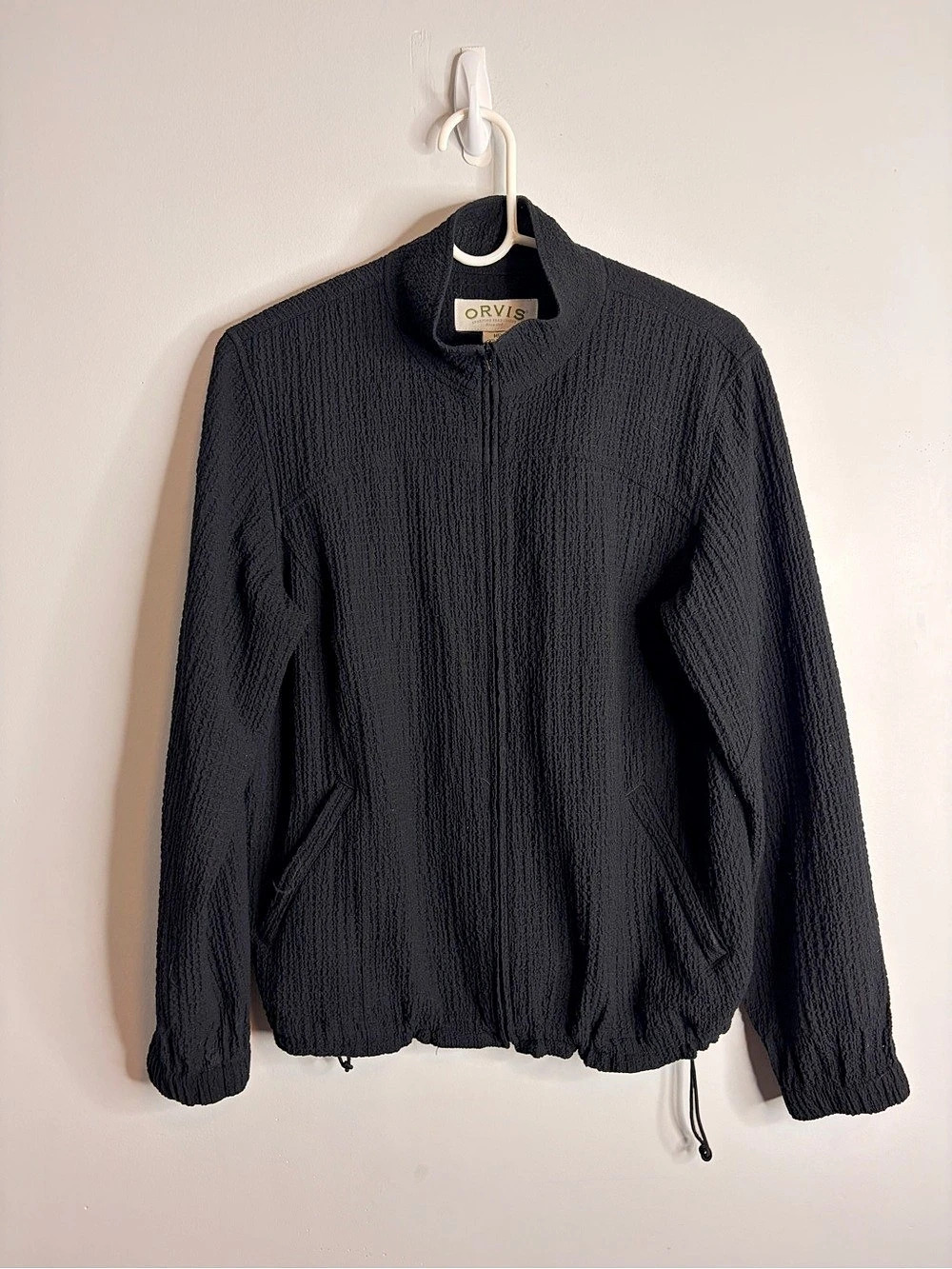 Orvis Crinkle Full-Zip Jacket Black Lightweight Jacket Size Medium Petite